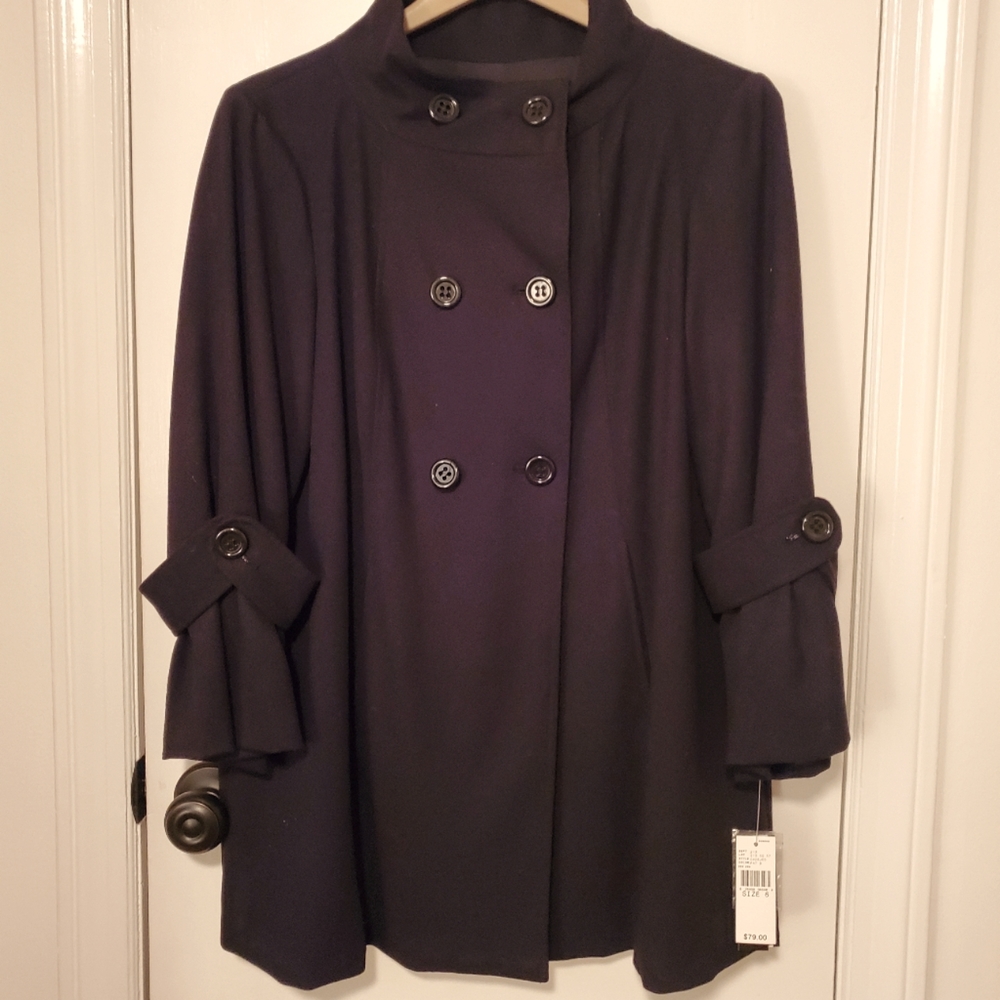AB Studios Tailored Button-down Peacoat